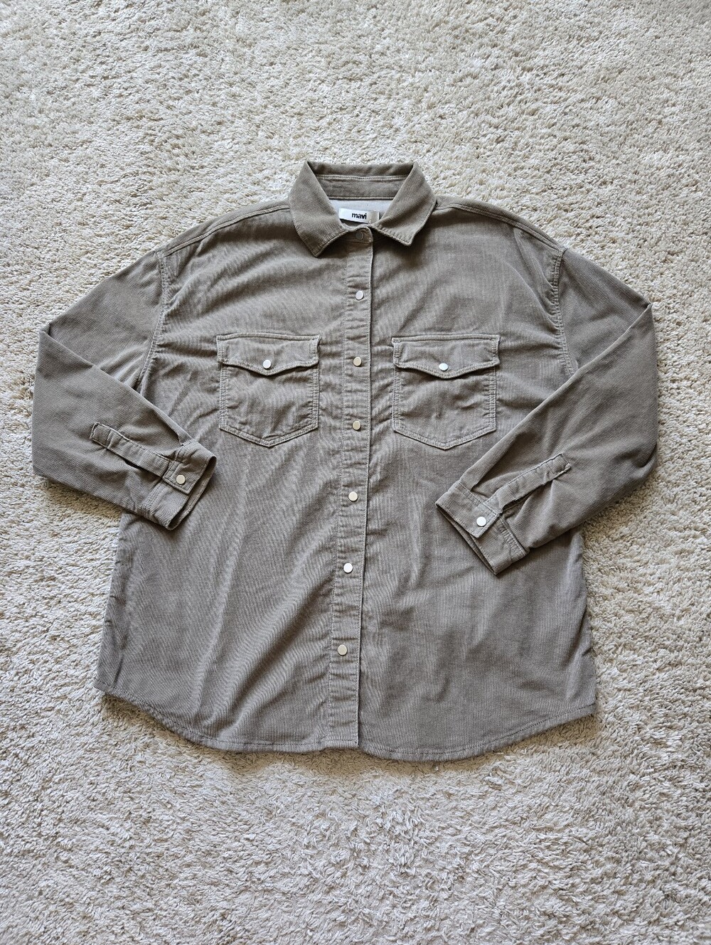 Mavi Livia Corduroy Shirt Womens M Snap Button Aloe